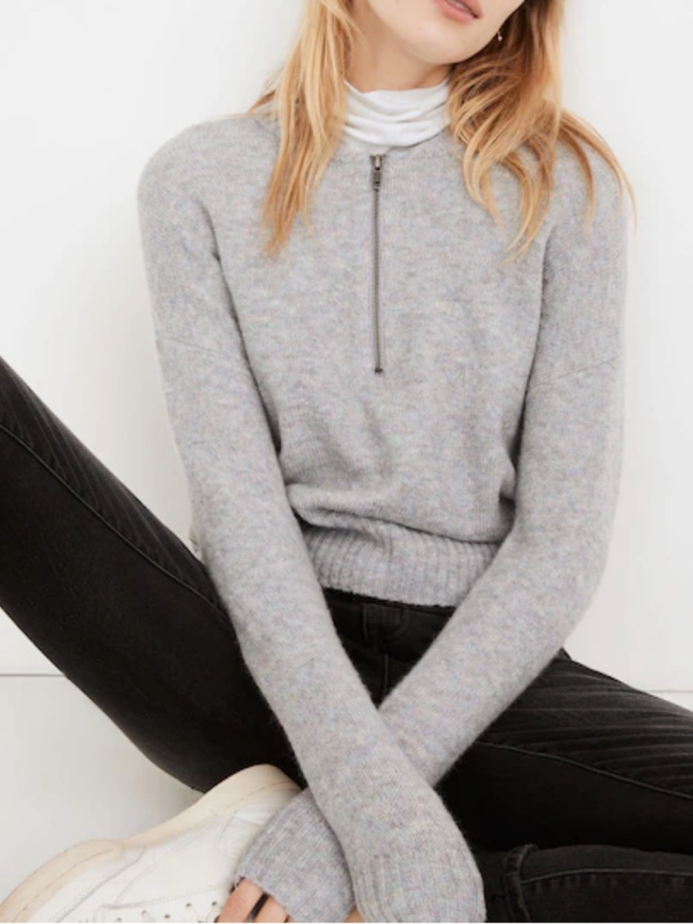 Madewell York Half Zip Wool Blend Pullover Sweater